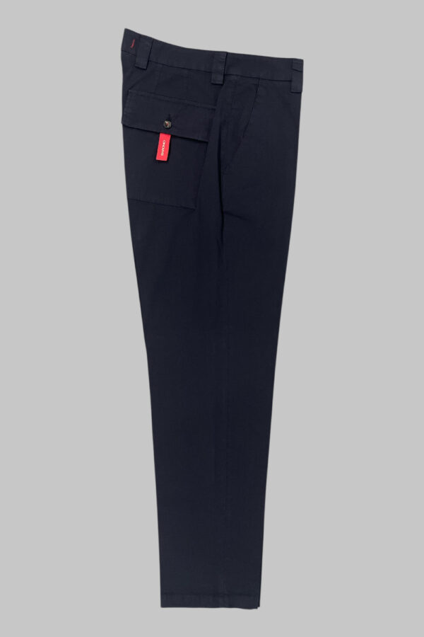 PANTALONE TASCA AMERICA CON TASCHE SUL RETRO IN POPELINE COLOR BLU SCURO