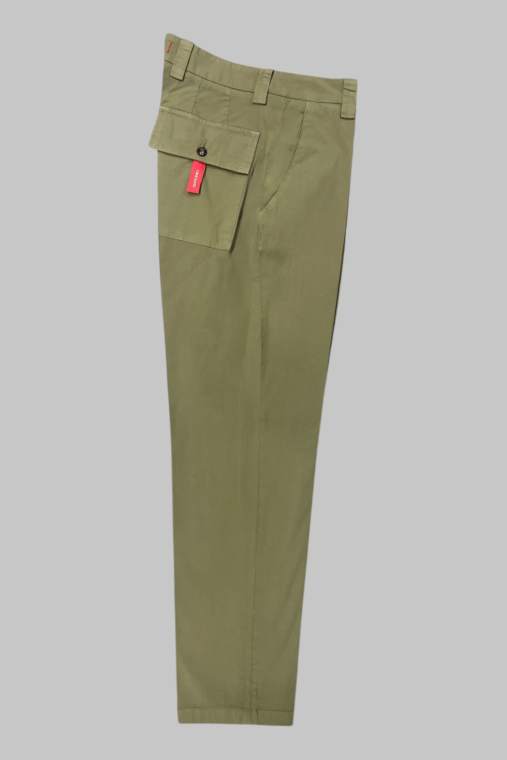 PANTALONE TASCA AMERICA CON TASCHE SUL RETRO IN POPELINE COLOR OLIVA