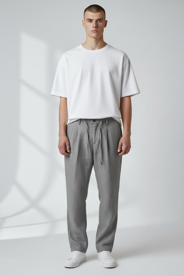 PANTALONE SHELBY COMFORT FIT IN LINO COLOR GRIGIO MEDIO