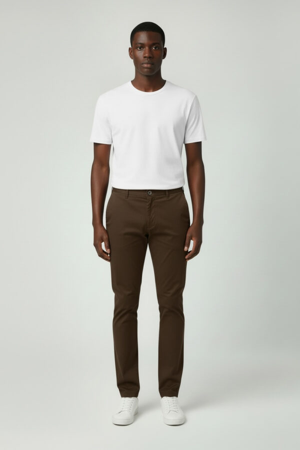 PANTALONE CHINO REGULAR FIT IN GABARDINE COLOR MORO