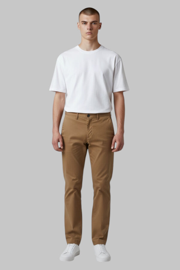 PANTALONE CHINO REGULAR FIT IN GABARDINE COLOR TEGOLA
