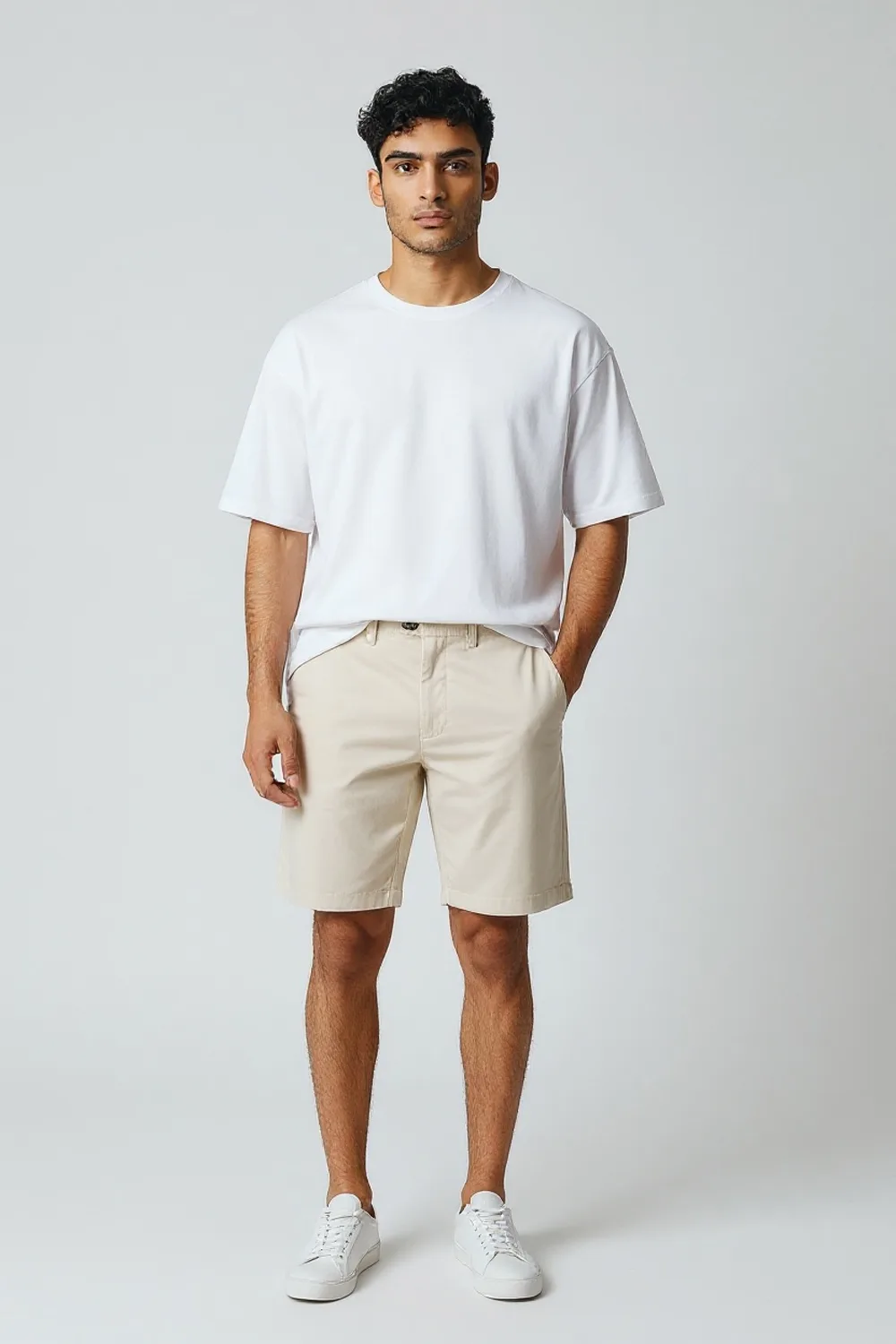 CHINO SHORT REGULAR FIT IN COTONE ARMATURATO COLOR FANGO