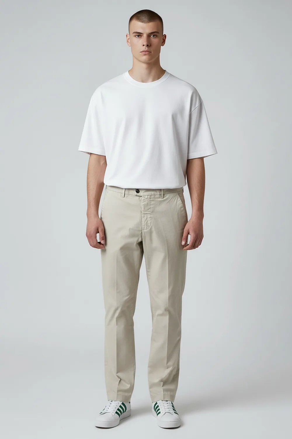 PANTALONE GOBI TASCA AMERICA CON TAGLIO DRITTO IN COTONE PIQUET COLOR BEIGE