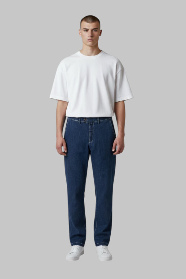 PANTALONE CHINO REGULAR FIT IN DENIM COLOR BLU SCURO