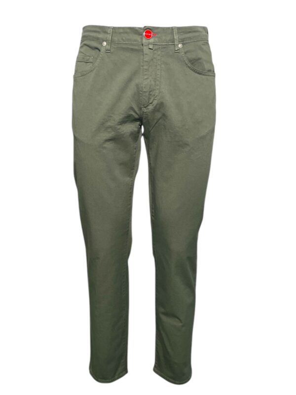 JEANS 5 TASCHE REGULAR FIT IN GABARDINE COLOR VERDE MILITARE