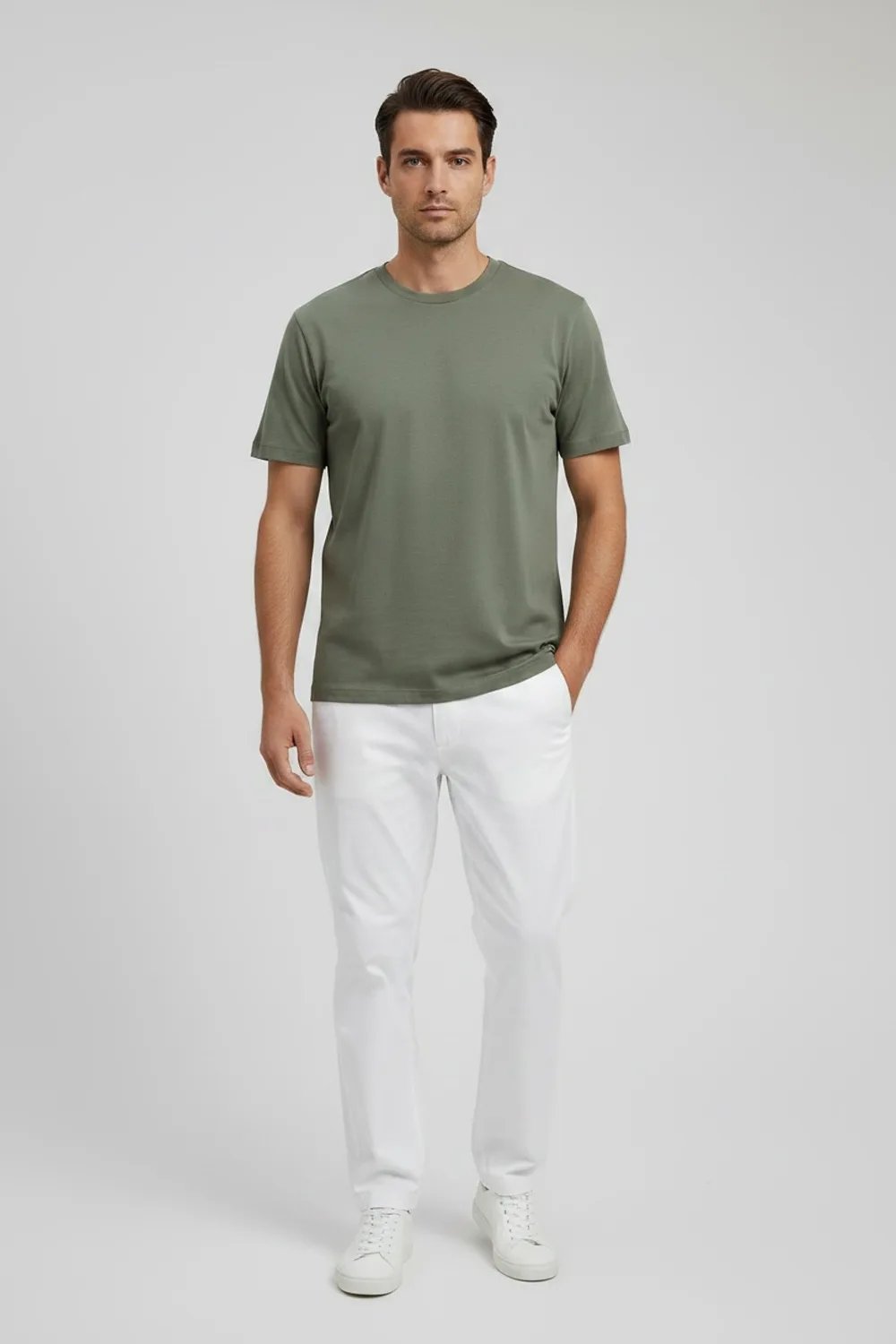 T-SHIRT COMFORT FIT IN COTONE COLOR OLIVA