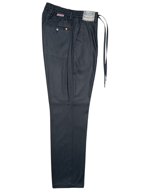 PANTALONE TASCA AMERICA CON COULISSE E PATTINE POSTERIORI IN LANA COLOR BLU SCURO