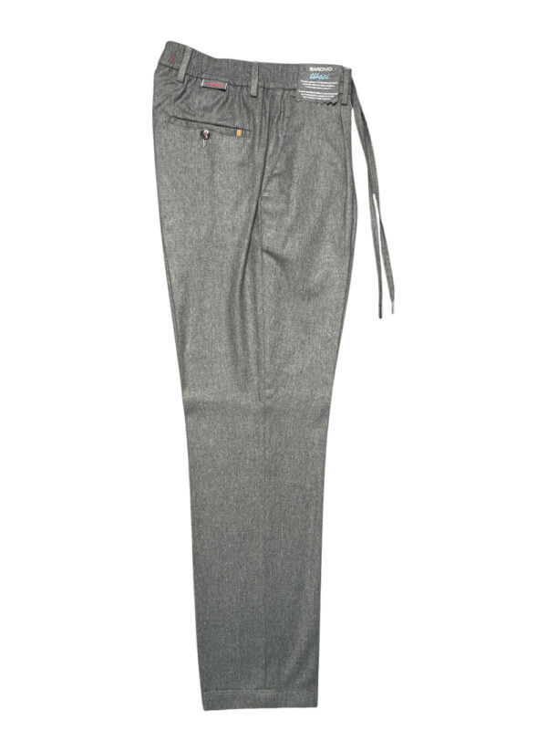 PANTALONE TASCA AMERICA CON COULISSE E PATTINE POSTERIORI IN LANA COLOR GRIGIO MEDIO