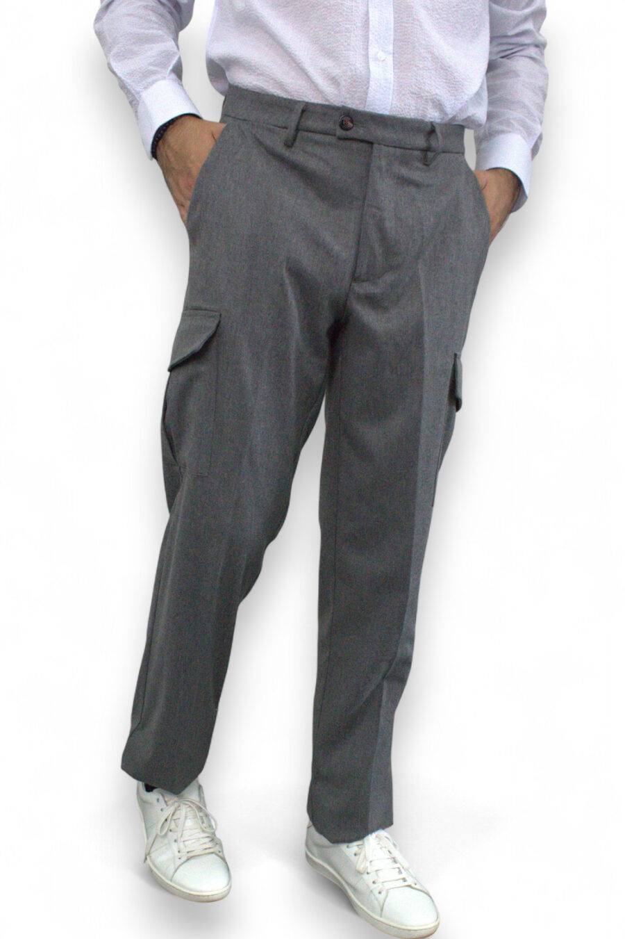 PANTALONE TASCA AMERICA COLOR GRIGIO MEDIO - immagine 4