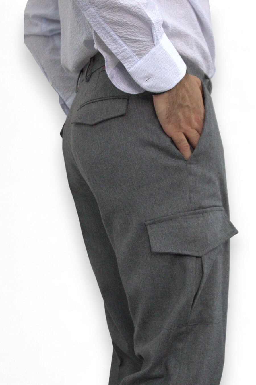 PANTALONE TASCA AMERICA COLOR GRIGIO MEDIO - immagine 5