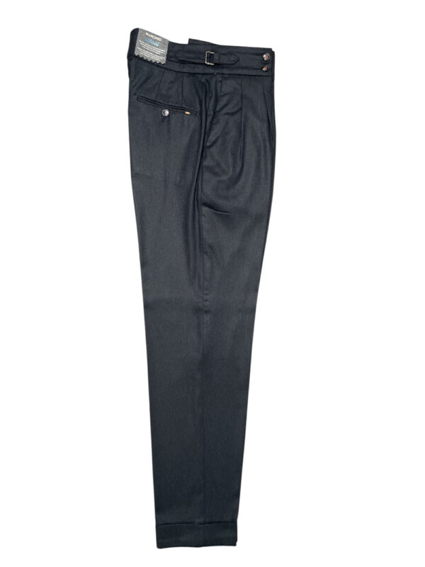 PANTALONE TASCA AMERICA CON BUSTINO ALTO E FIBBIE LATERALI COLOR BLU SCURO