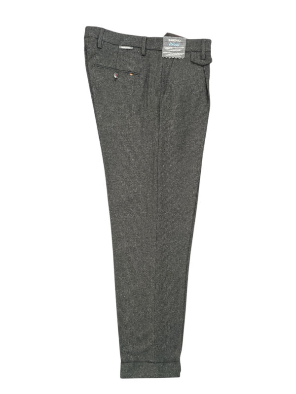PANTALONE TASCA AMERICA CON PINCES E RISVOLTO IN MISTO LANA COLOR GRIGIO SCURO