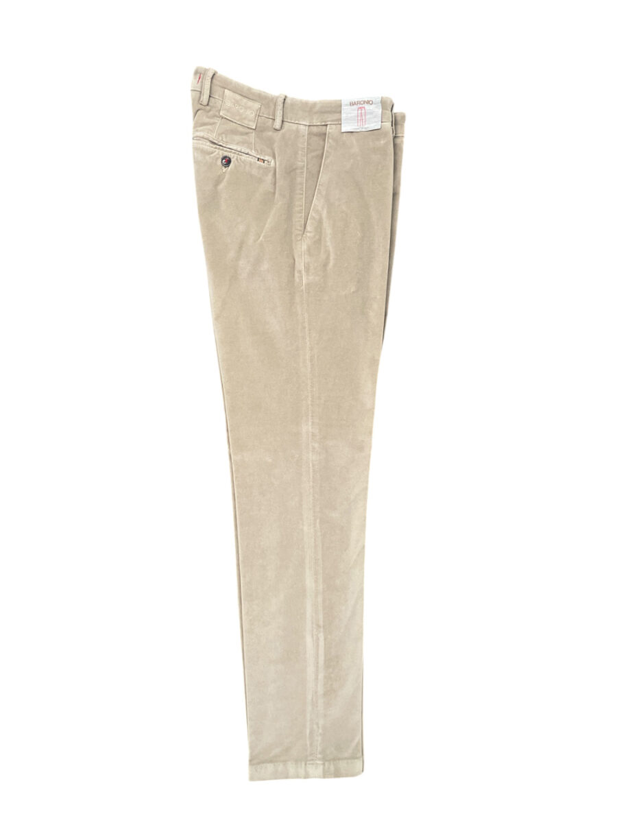 PANTALONE CHINO IN VELLUTO LISCIO COLOR BEIGE