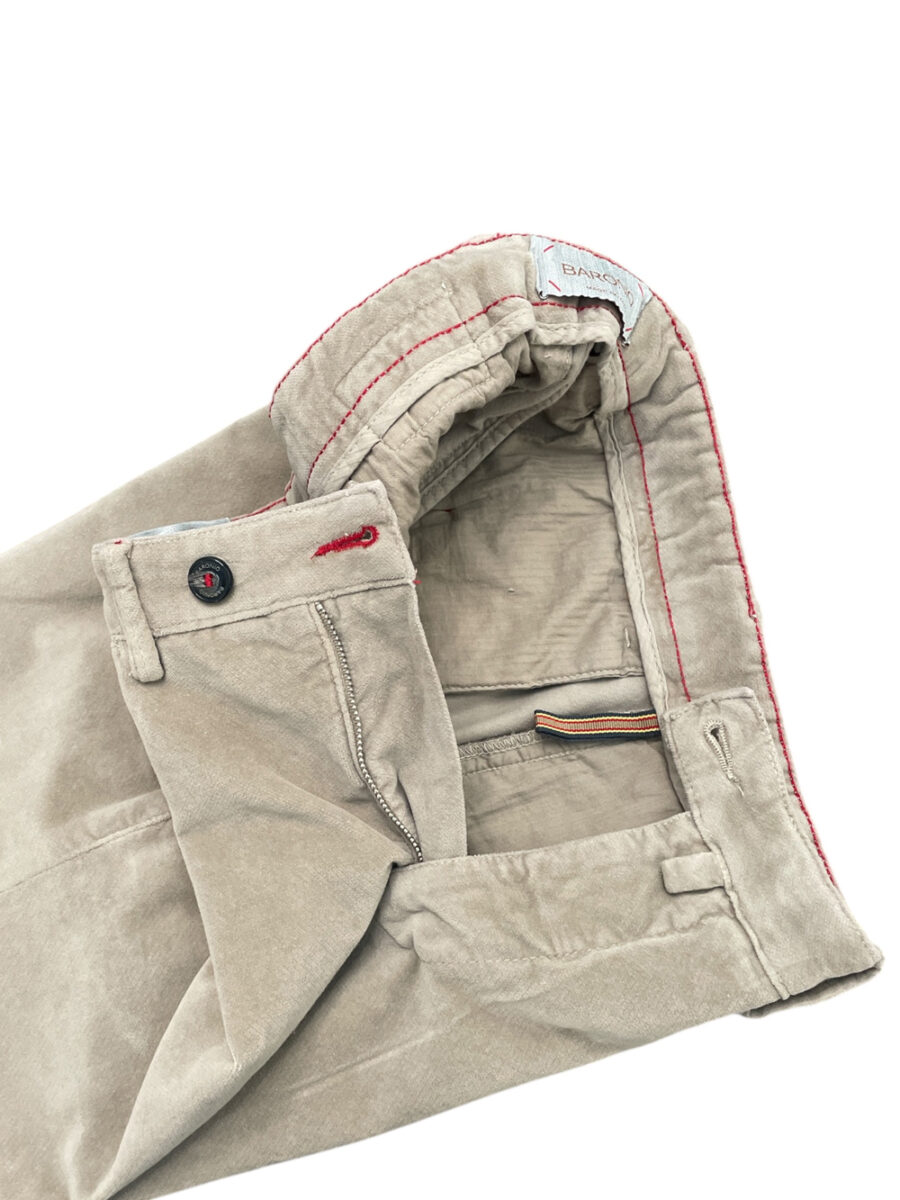 PANTALONE CHINO IN VELLUTO LISCIO COLOR BEIGE - immagine 3