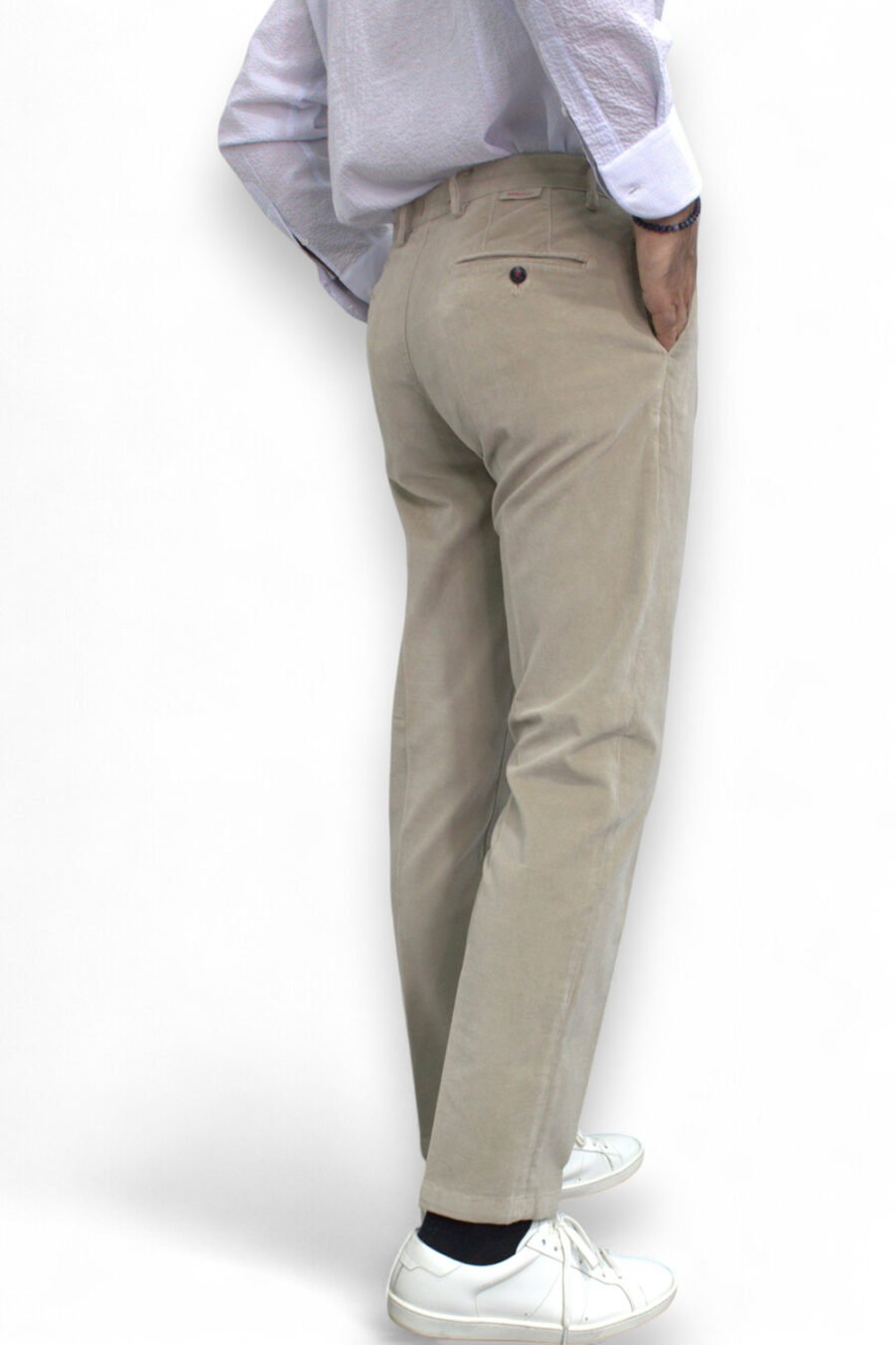 PANTALONE CHINO IN VELLUTO LISCIO COLOR BEIGE - immagine 5