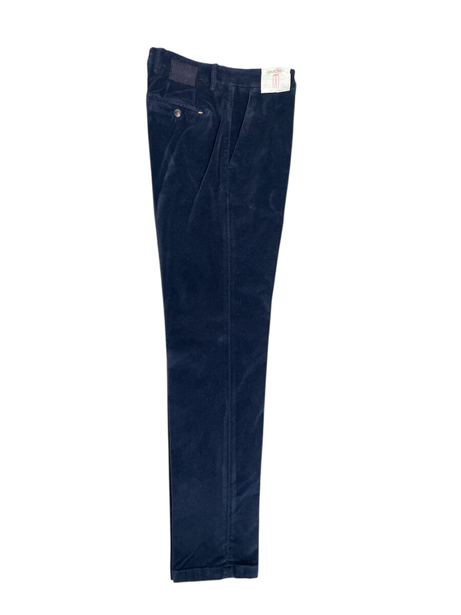 PANTALONE CHINO IN VELLUTO LISCIO COLOR BLU SCURO