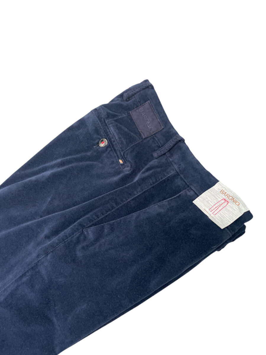 PANTALONE CHINO IN VELLUTO LISCIO COLOR BLU SCURO - immagine 2