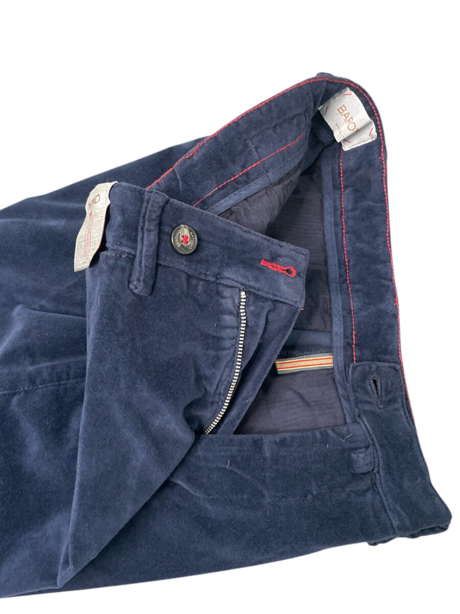 PANTALONE CHINO IN VELLUTO LISCIO COLOR BLU SCURO - immagine 3