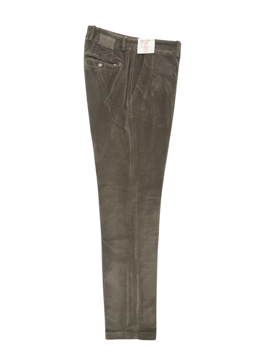 PANTALONE CHINO IN VELLUTO LISCIO COLOR TORTORA