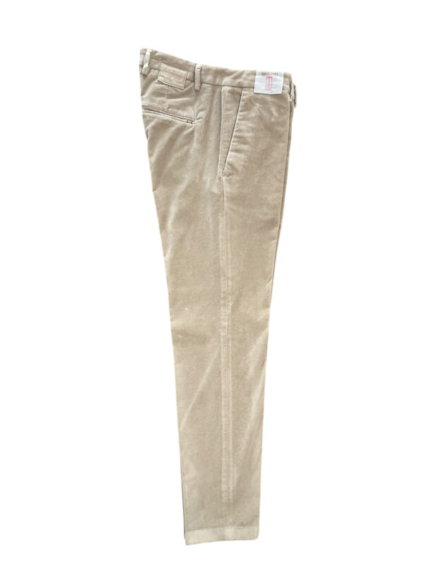 PANTALONE SLIM FIT IN VELLUTO LISCIO COLOR BEIGE