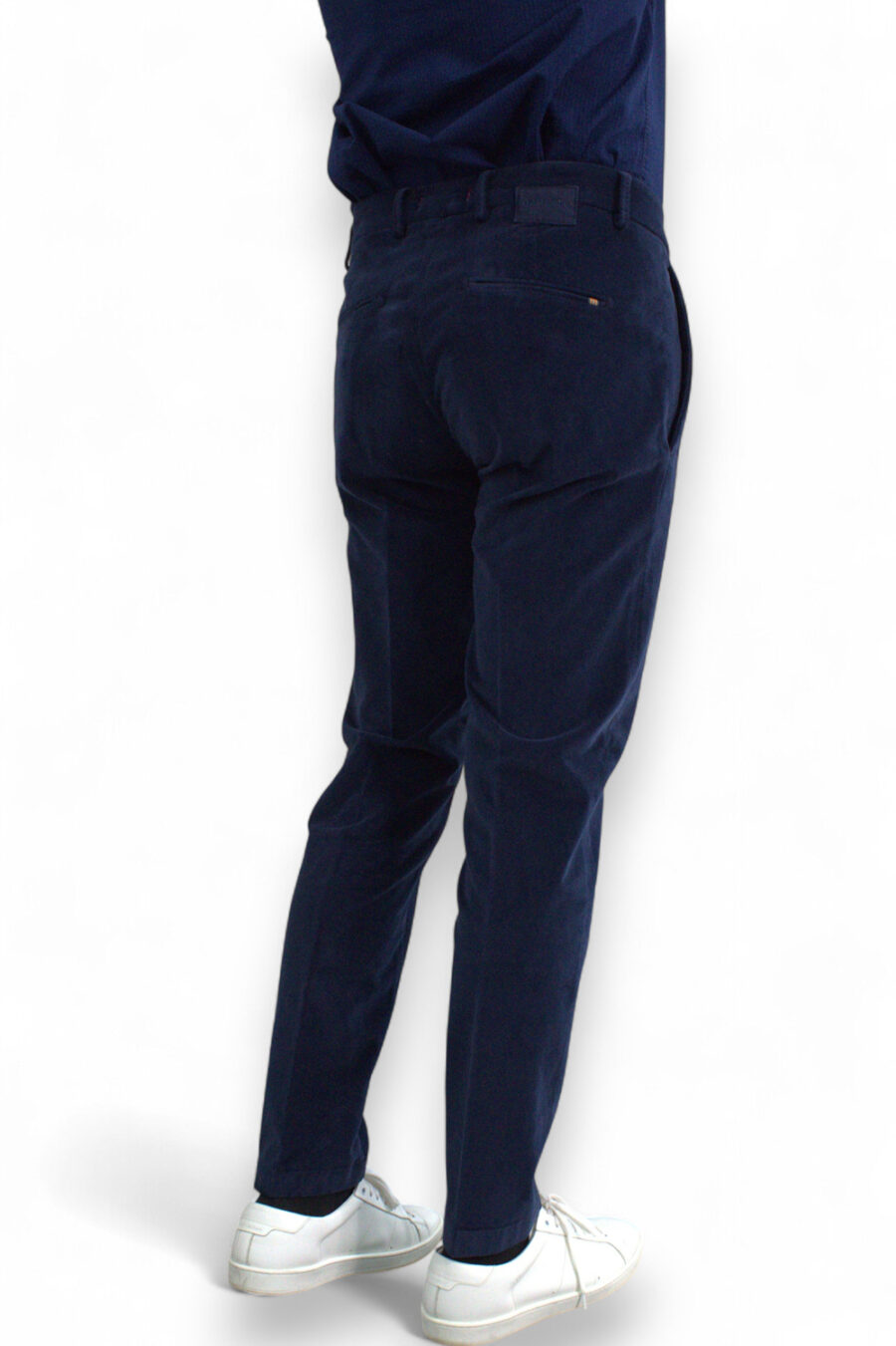 PANTALONE SLIM FIT IN VELLUTO LISCIO COLOR BLU SCURO - immagine 6