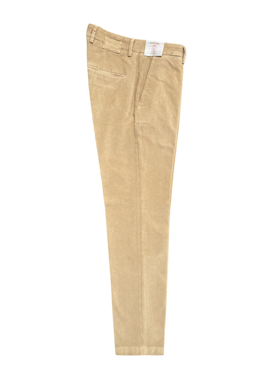 PANTALONE SLIM FIT IN VELLUTO ARMATURATO COLOR BEIGE