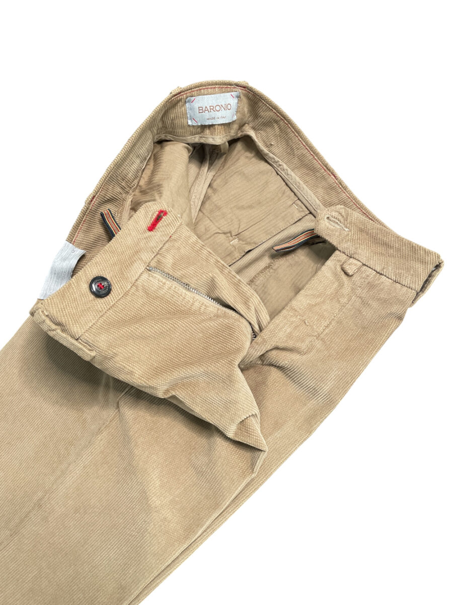 PANTALONE SLIM FIT IN VELLUTO ARMATURATO COLOR BEIGE - immagine 3