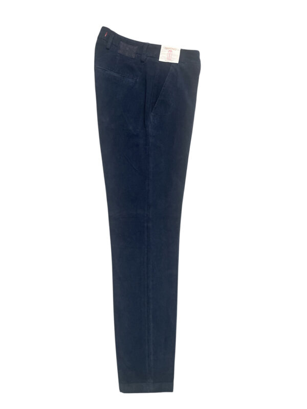 PANTALONE SLIM FIT IN VELLUTO ARMATURATO COLOR BLU SCURO