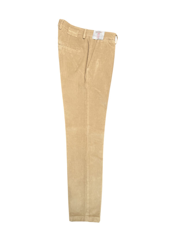 PANTALONE SLIM FIT IN VELLUTO ARMATURATO COLOR FANGO
