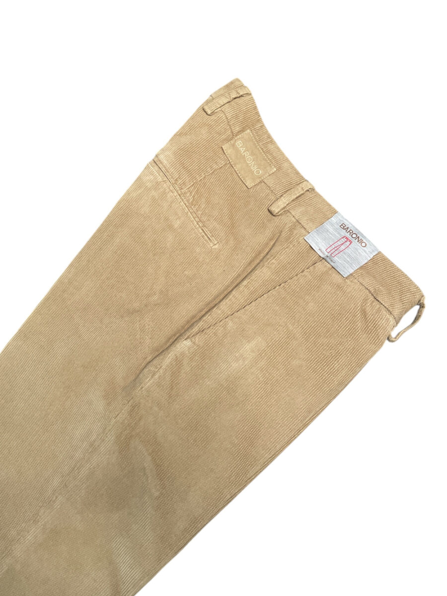 PANTALONE SLIM FIT IN VELLUTO ARMATURATO COLOR FANGO - immagine 2