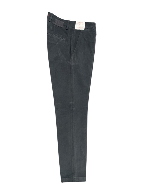 PANTALONE SLIM FIT IN VELLUTO ARMATURATO COLOR GRIGIO SCURO
