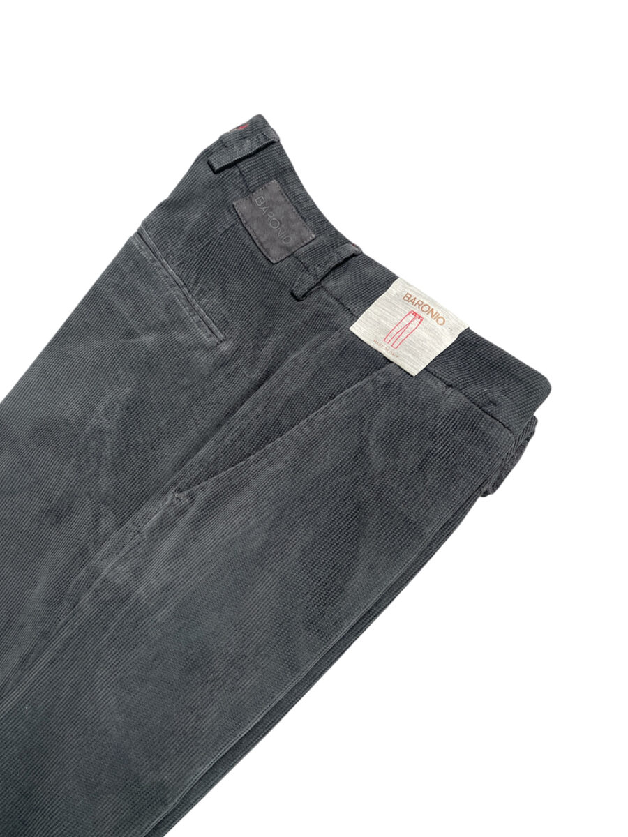 PANTALONE SLIM FIT IN VELLUTO ARMATURATO COLOR GRIGIO SCURO - immagine 2