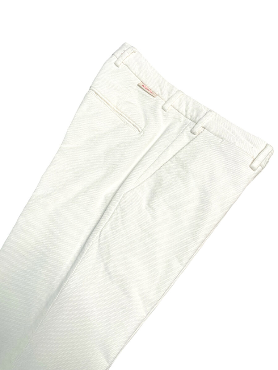 PANTALONE SLIM FIT IN VELLUTO ARMATURATO COLOR PANNA - immagine 2