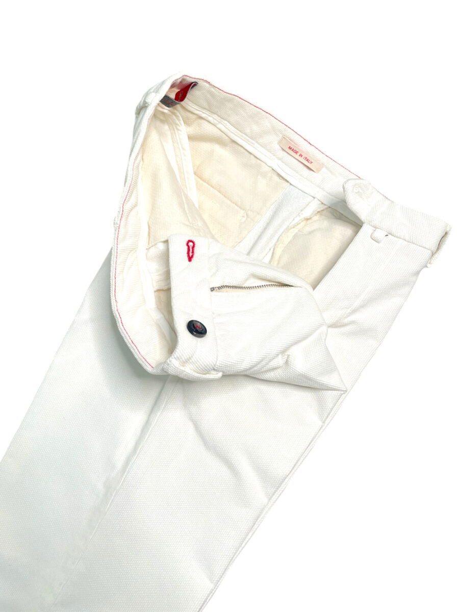 PANTALONE SLIM FIT IN VELLUTO ARMATURATO COLOR PANNA - immagine 3