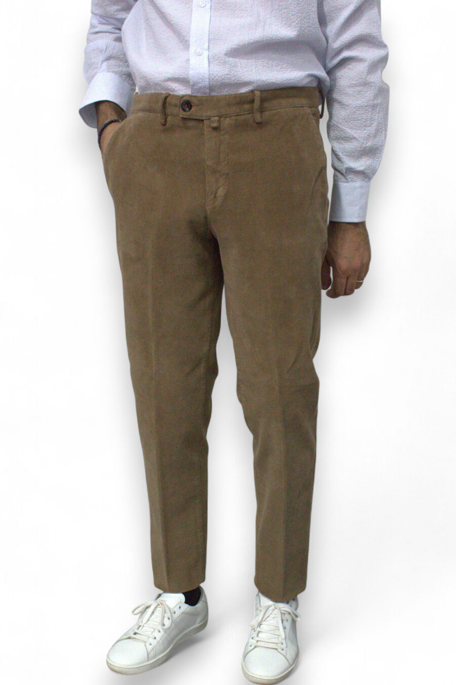 PANTALONE CHINO IN VELLUTO DIAGONALE COLOR BISCOTTO - immagine 4