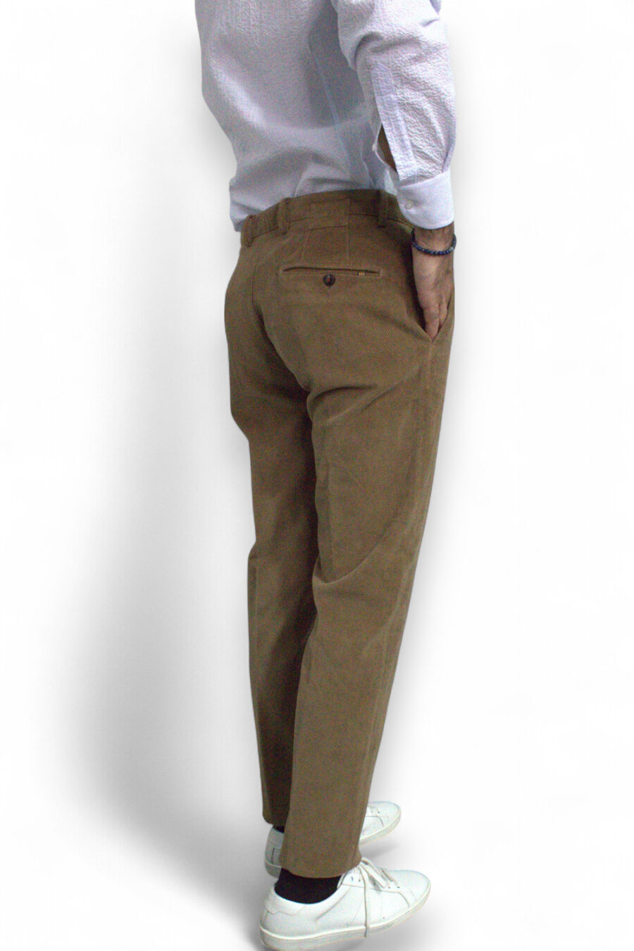 PANTALONE CHINO IN VELLUTO DIAGONALE COLOR BISCOTTO - immagine 5
