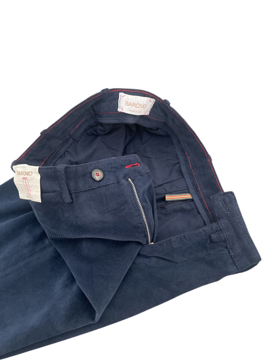 PANTALONE CHINO IN VELLUTO DIAGONALE COLOR BLU SCURO - immagine 3
