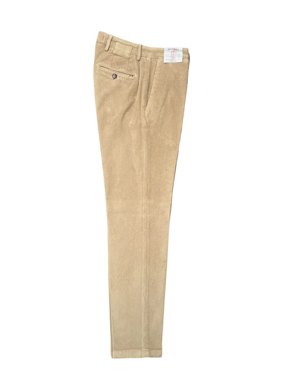 PANTALONE CHINO IN VELLUTO RIGATO COLOR FANGO