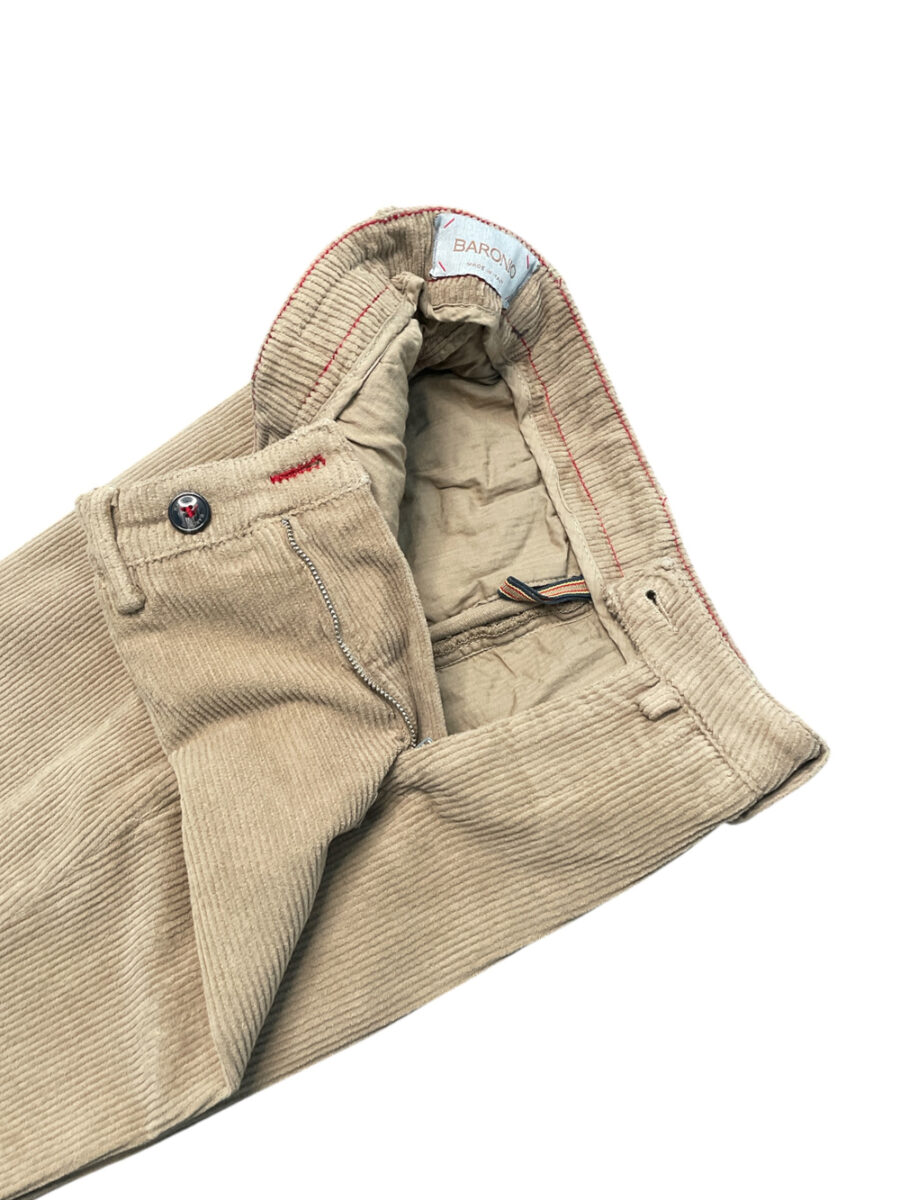 PANTALONE CHINO IN VELLUTO RIGATO COLOR FANGO - immagine 3