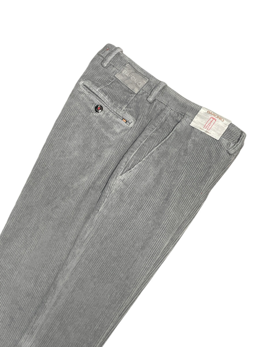 PANTALONE CHINO IN VELLUTO RIGATO COLOR GRIGIO - immagine 2