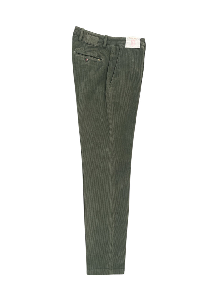 PANTALONE CHINO IN VELLUTO RIGATO COLOR VERDE MILITARE