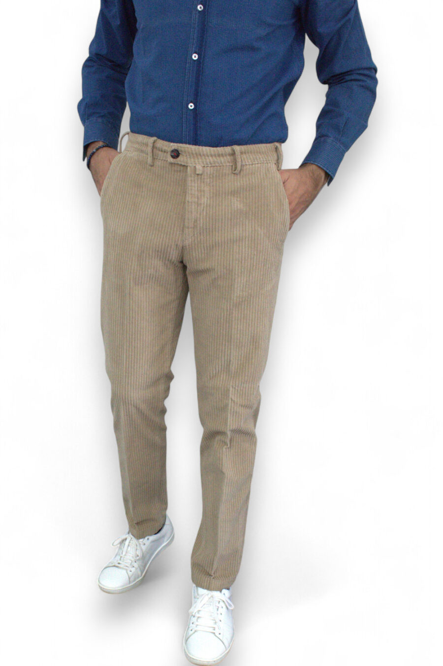 PANTALONE CHINO IN VELLUTO ROCCIATORE COLOR FANGO - immagine 4