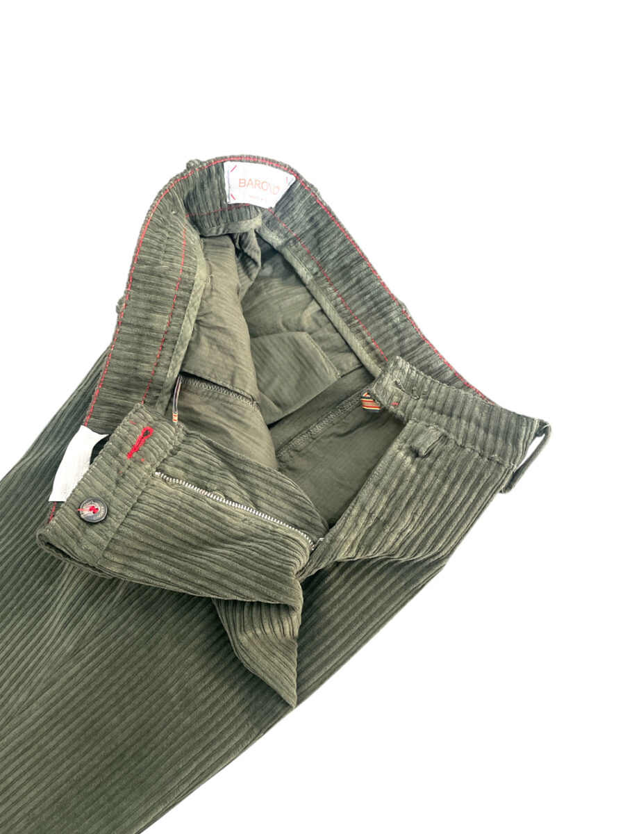 PANTALONE CHINO IN VELLUTO ROCCIATORE COLOR VERDE MILITARE - immagine 3