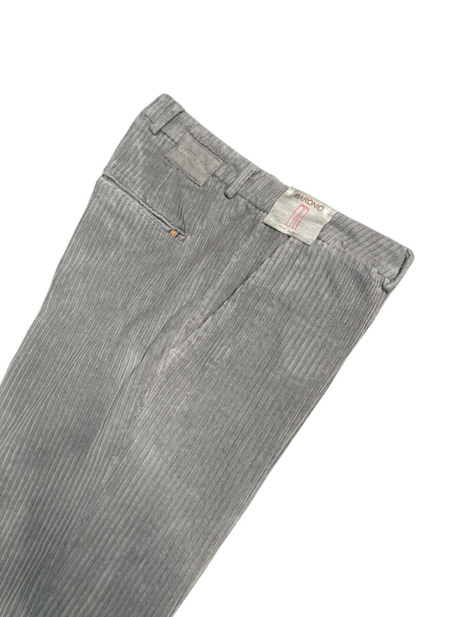 PANTALONE SLIM FIT IN VELLUTO ROCCIATORE COLOR GRIGIO CHIARO - immagine 2