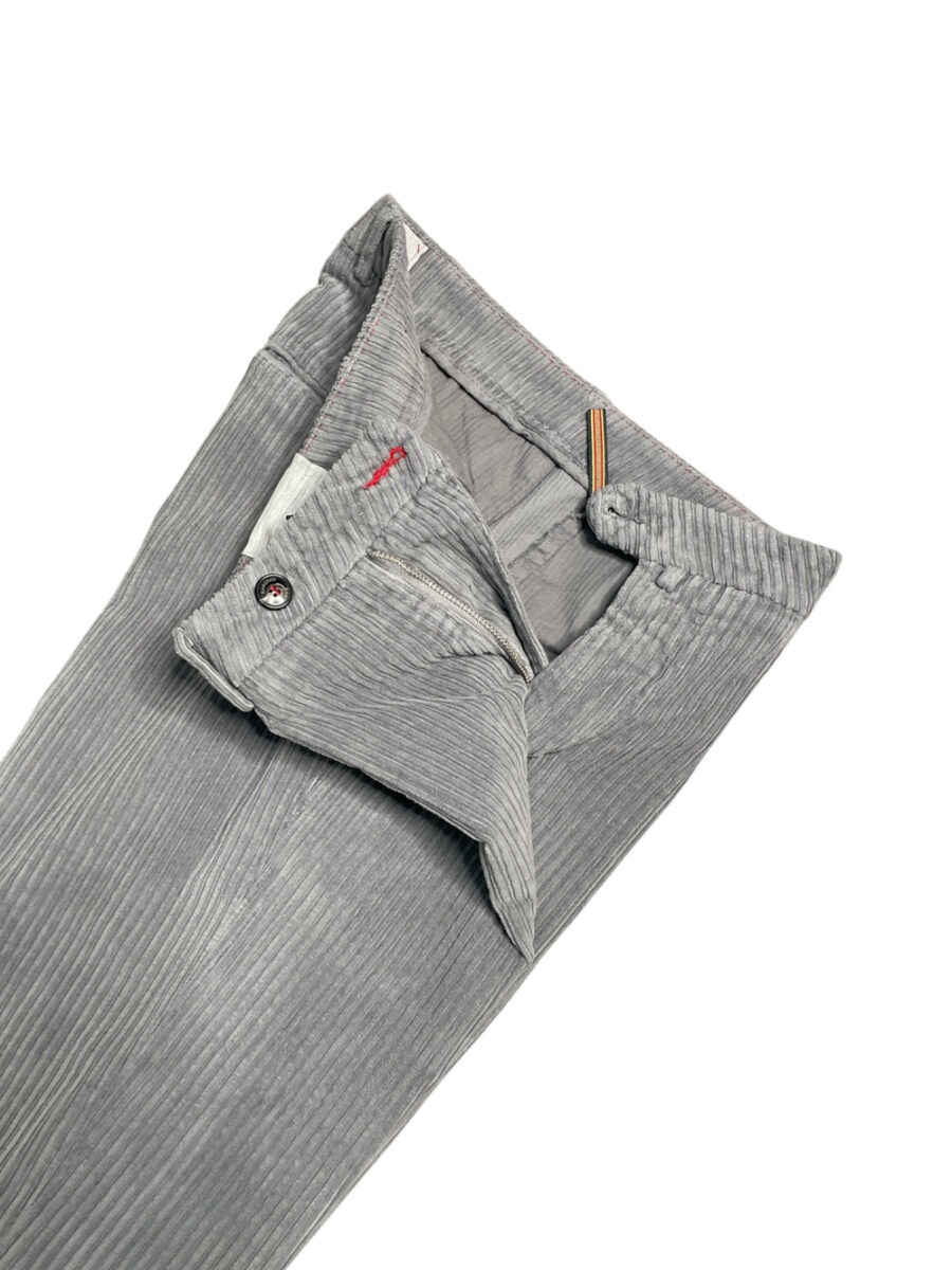 PANTALONE SLIM FIT IN VELLUTO ROCCIATORE COLOR GRIGIO CHIARO - immagine 3