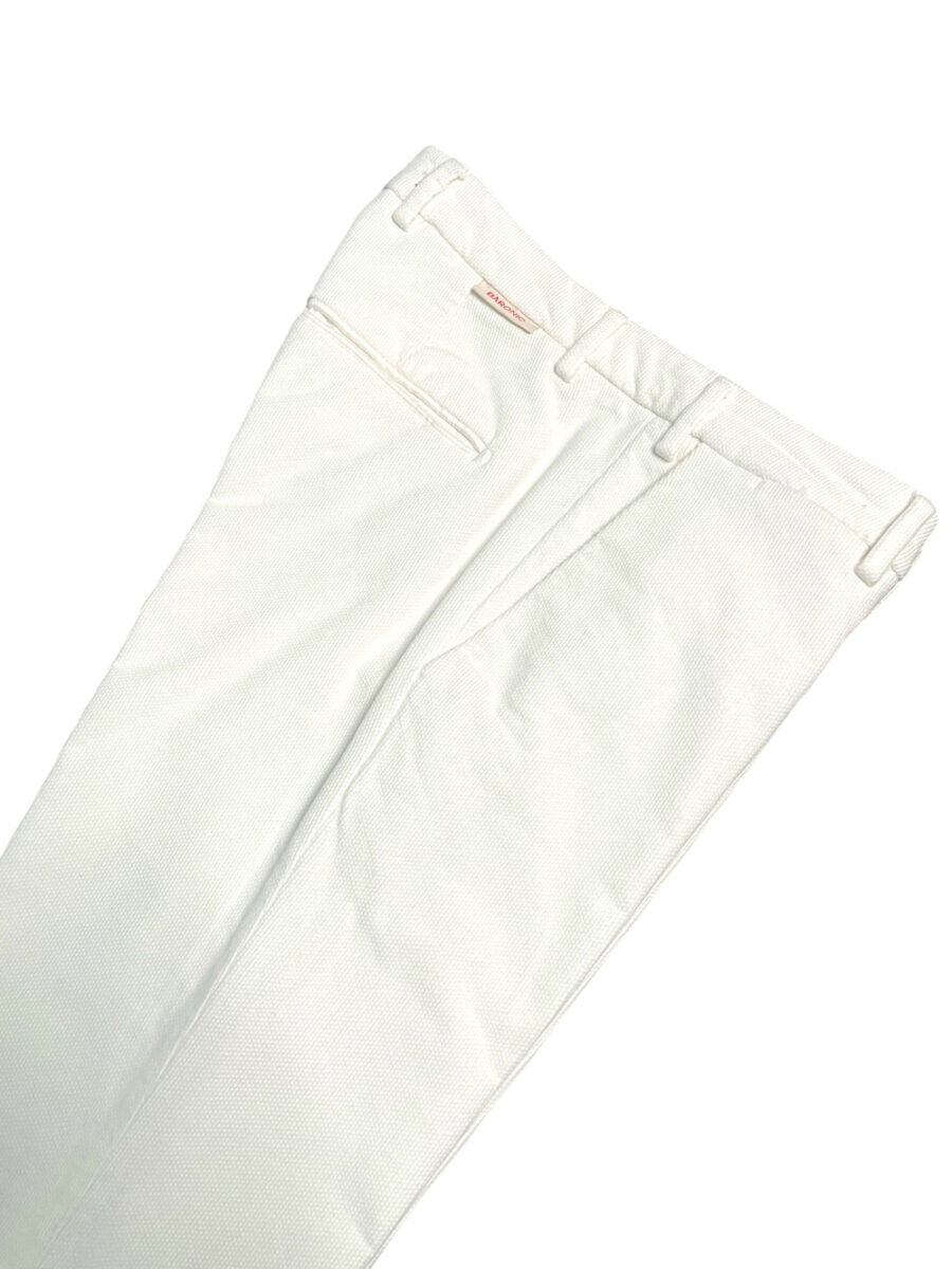 PANTALONE SLIM FIT IN VELLUTO ROCCIATORE COLOR PANNA - immagine 2