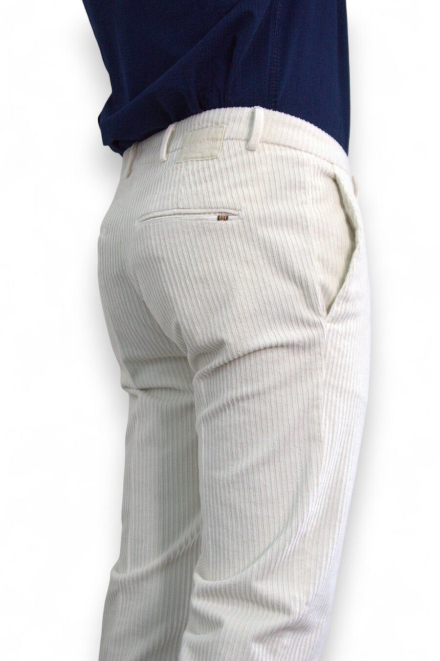 PANTALONE SLIM FIT IN VELLUTO ROCCIATORE COLOR PANNA - immagine 5