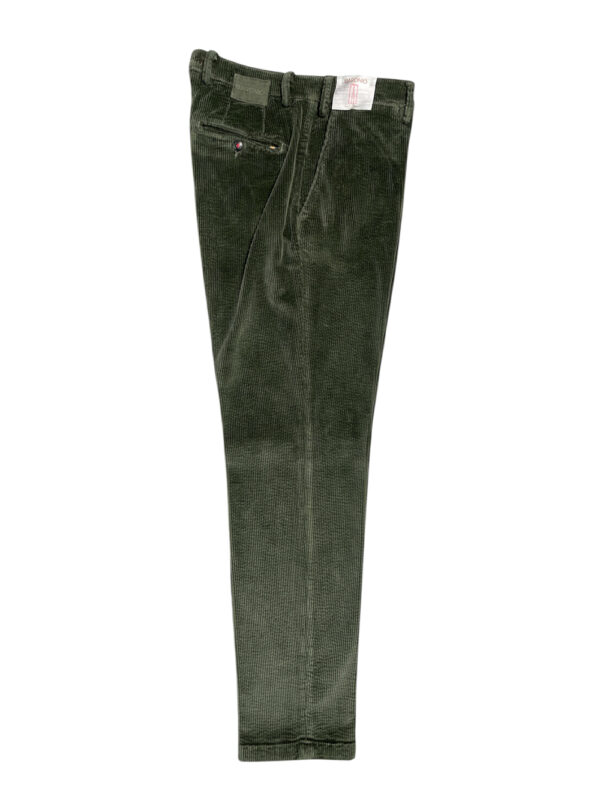 PANTALONE TASCA AMERICA IN VELLUTO 500 RIGHE COLOR VERDE MILITARE