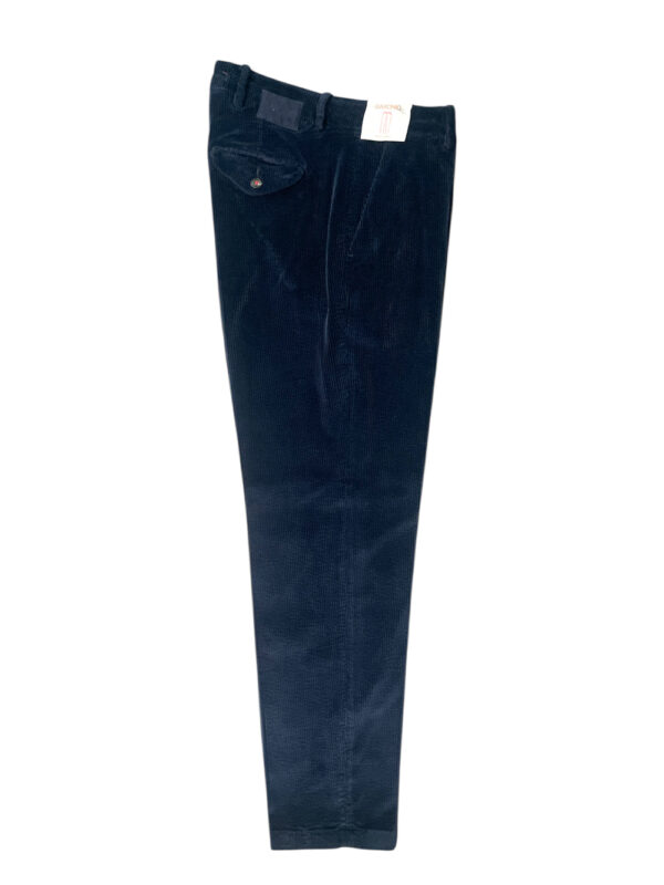 PANTALONE TASCA AMERICA CON TAGLIO DRITTO IN VELLUTO 500 RIGHE COLOR BLU SCURO