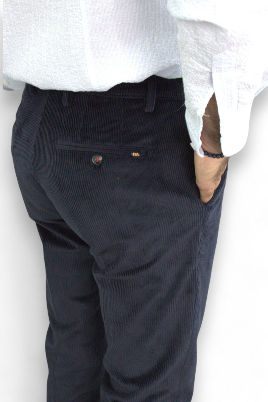 PANTALONE CHINO IN VELLUTO 500 RIGHE COLOR BLU SCURO - immagine 5